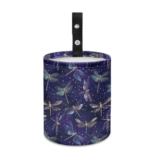 Renewold Car Trash Can Blue Dragonfly Stylish Car Organizer Storage Bag for The Back/Front/Console of Any Cars, Sedans,SUVs,Vans & Trucks, Trash Bin Automotive Garbage Cans Foldable - color: Blue Dragonfly Stylish