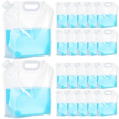 Zubebe 20 Pcs x 1.3 Gallon Water Container Bags Collapsible Emergency Container Bag 26 Gallon Freezable Bpa Free Food Grade Clear Plastic Storage Foldable Bottle for Camping Riding
