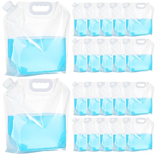Zubebe 20 Pcs x 1.3 Gallon Water Container Bags Collapsible Emergency Container Bag 26 Gallon Freezable Bpa Free Food Grade Clear Plastic Storage Foldable Bottle for Camping Riding