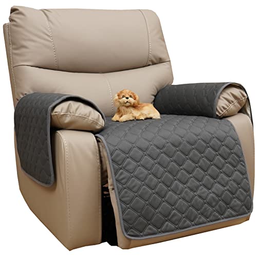 Eismodra Waterproof Recliner Chair Covers for Reclining Couch Slipcovers Seat Cushion,Anti-Slip Sofa Cover for Dogs Pets Furniture Protector Washable,Gray Set (3 Pieces) - color: Grey, size: 3 Pieces Set | 23 x 35 inches