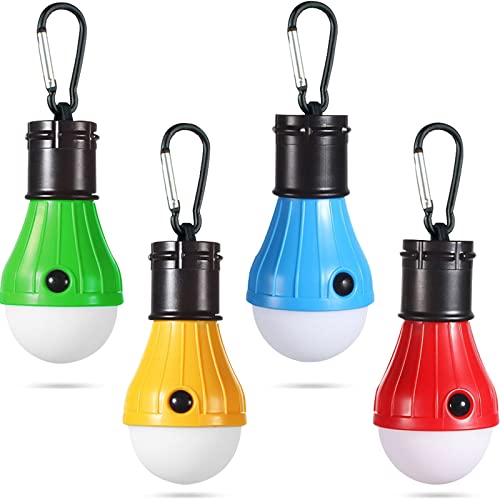 LED Camping Tent Lantern, Portable Outdoor Waterproof Emergency Light Bulb, Battery Powered with Clip Hook, Super Bright, for Hiking, Party，Camping, Fishing, Power Failure (=4 Packs, Multi-Color) - color: 4pcs Colored