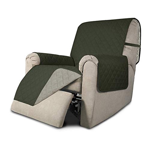 Easy-Going Recliner Sofa Slipcover Reversible Sofa Cover Water Resistant Couch Cover Furniture Protector with Elastic Straps for Pets Kids Children Dog Cat (Recliner, Army Green/Beige) - color: Army Green/Beige, size: Small Recliner