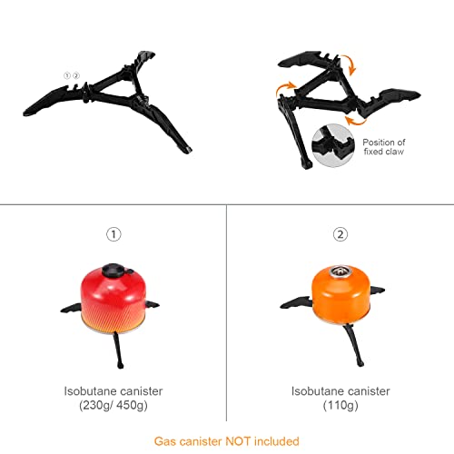 Odoland Camping Cookware Stove Carabiner Canister Stand Tripod and Stainless Steel Cup, Tank Bracket, Fork Spoon Kit for Backpacking, Outdoor Camping Hiking and Picnic - color: Green