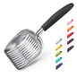 WePet Cat Litter Scoop, Aluminum Alloy Sifter, Kitty Metal Scooper, Deep Shovel, Long Handle, Poop Sifting, Kitten Pooper Lifter, Durable, Heavy Duty, for Litter Box - color: FLAT Aluminum \ #06 Black Handle, size: Large