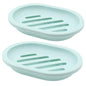 Topsky 2-Pack Soap Dish with Drain, Soap Holder, Soap Saver, Easy Cleaning, Dry, Stop Mushy Soap (Green) - color: Green
