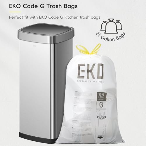 EKO EcoSmart Tall and Large Kitchen Trash Can, 80L/21.1G High Capacity, Touchless Soft Square Motion Sensor Garbage Can, Brushed Stainless Steel - size: Ecosmart 80L - Stainless Steel