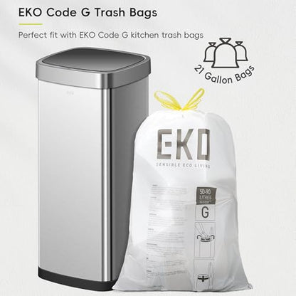 EKO EcoSmart Tall and Large Kitchen Trash Can, 80L/21.1G High Capacity, Touchless Soft Square Motion Sensor Garbage Can, Brushed Stainless Steel - size: Ecosmart 80L - Stainless Steel