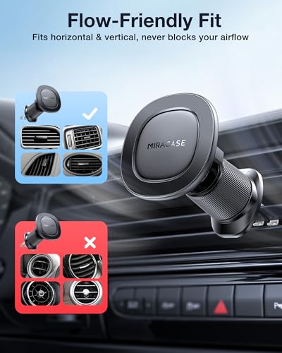 Miracase Car Phone Holder for Magsafe [Super Strong Magnets] Magnetic Phone Holders for Your Car, 360°Adjustable Air Vent Hands Free Cell Phone Mount Cradle (Matte Black, Regular) - color: Matte Black