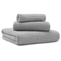 MICROFI New Microfiber Waffle Bath Towels, 3 Pieces, Oversized, Soft, Absorbent, Fast Drying, Lint Free, Includes Bath, Face and Hand Towels 430 GSM (Silver) - color: Silver