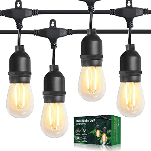 BRIMAX 12FT Outdoor String Lights with 5 LED Bulbs 2W Shatterproof Edison Bulb Commercial Grade Waterproof Outside Light 2700K Warm White for Bistro Gazebos Porch Patio Garden - style: 12FT 5 lights