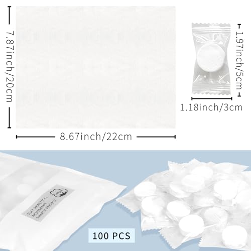Classycoo Compressed Towel 100 PCS Mini Tablets Disposable Portable Face Towel Cotton Coin Tissue for Travel, Camping, Hiking, Sport, Beauty Salon, Home Hand Wipes and Other Outdoor Activities (White) - size: 1 Count (Pack of 100), style: Large (White)