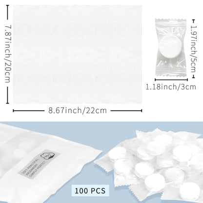 Classycoo Compressed Towel 100 PCS Mini Tablets Disposable Portable Face Towel Cotton Coin Tissue for Travel, Camping, Hiking, Sport, Beauty Salon, Home Hand Wipes and Other Outdoor Activities (White) - size: 1 Count (Pack of 100), style: Large (White)