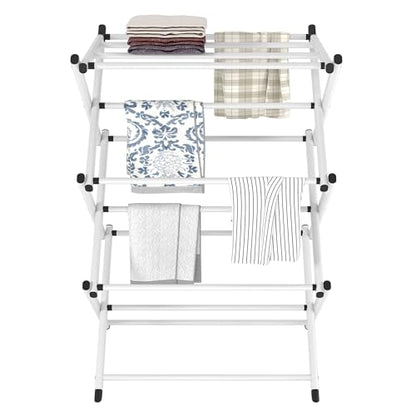 Household Indoor Folding Clothes Drying Rack, Dry Laundry and Hang Clothes,Towel Rack for Storage (White) - color: White