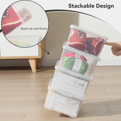 novelinks 8 Pack 6 Quart Clear Plastic Shoe Storage Bins with Lids (Clear) | Shoe Boxes Clear Plastic Stackable, Clear Shoe Storage Boxes, Shoe Containers, Shoe Bins, Craft Organizers and Storage - size: Clear 8Pack