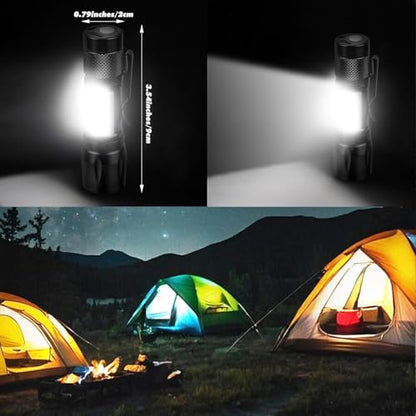 KunHe 6 Pack Rechargeable Flashlights USB-C Zoomable Mini LED Bright Clip-On EDC Flashlight with Side COB Light for Camping Home Emergency - size: 6 PACK
