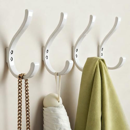 Wall Hooks for Hanging Coat/Backpack - 5.4'' Large 40LBS Heavy Duty Hanger Wall Mount Screw in, for Towel, Closet, Robe, Bag, Outdoor, White 4 Pack - size: 4 Pack
