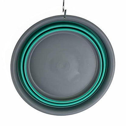 SAMMART 7.5L (1.98 Gallon) Collapsible Tub - Foldable Dish Tub - Portable Washing Basin - Space Saving Plastic Washtub (Grey/Turquoise Blue) - color: Grey/Turquoise Blue