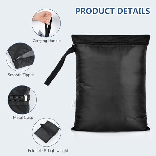 OTraki 2PCS Waterproof Bag for Swimsuit 12x16 inch Wet Dry Bags With Portable Handle & Zipper Reusable Travel Wet Clothes Gym Bag Storage for Beach Drying Do Not Exceed 176℉ Black&Grey | Wet Dry Bags with Portable Handle Reusable Travel Wet Clothes Gym Ba
