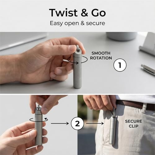 Titanium Keychain Pill Holder - Compact, Durable, and Waterproof 3-Compartment Small Pill Case - Portable and Versatile Medicine Container for Everyday Use and Travel (Titanium Grey) - color: Titanium Grey