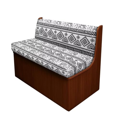 RV Dinette Cushion Covers - Black White Aztec Stretch Slipcovers, 2-Piece Set for Camper Booth Seat Protector, Anti-Slip Furniture Protector (Fits RV Sofa & Travel Trailer) - color: Black White Aztec