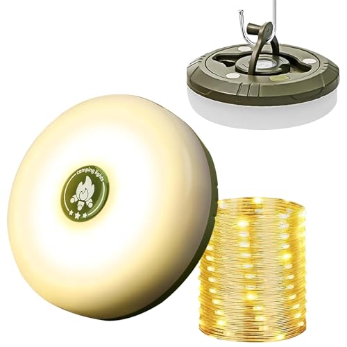 Camping String Lights - Glow Mate 4 in 1 Camp Light | 32.8Ft Portable Waterproof Outdoor Retractable Rope Lights with 2000mAh Battery, 12H Runtime & 8 Modes