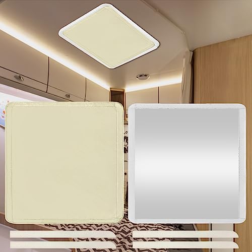 RV Roof Vent Skylight Insulator Window Cover, Sun Blackout Fabric for Camper (16 x 16 inch)- Beige - color: Beige