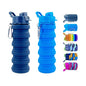 Collapsible Water Bottles 2 Pack Silicone Water Bottle with Carabiner Expandable Water Bottle 500ml Portable Sport Water Bottle for Travel Camping.(Black+Blue) - color: Black+Blue