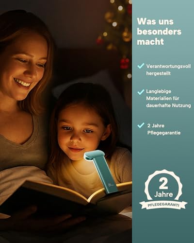 86lux Book Light, Reading Light for Book in Bed, USB Rechargeable LED Night Light with 3 Colors & Stepless Dimming, Aluminum Alloy Bookmark Light for Book Lovers, Aqua - color: Aqua