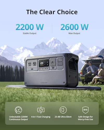 DJI Power 1000 Portable Power Station, 1024Wh LiFePO4 Battery, 2200W (Peak 2600W) AC/140W USB-C Output, 23db Ultra-Silent, Solar Generator For Home Backup, Camping (Solar Panel Optional) - color: Black-4