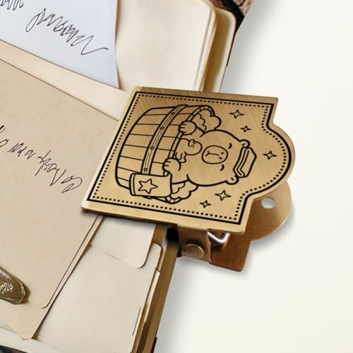ANATTASOUL Travel Journal Clip Vintage Cute Capybara Metal Book Clips, Decorative Heavy Duty Journal Clips to Hold Journal Open for Notebook, Photo, Bookmark, Office Kitchen Home DIY Use - style: Cute Capybara