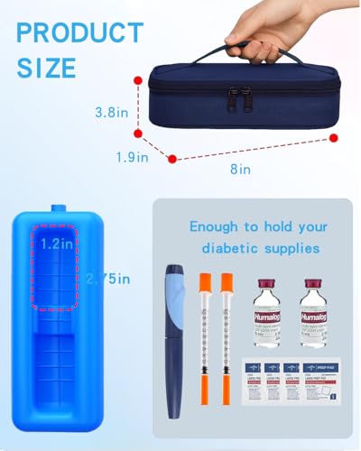 Insulin Cooler Travel Case: TSA Approved Medication Diabetic Cooler for Travel, Insulated Cooling Bag for Insulin Pens, Diabetic Small Bottle Protector Kit with Protective Ice Brick