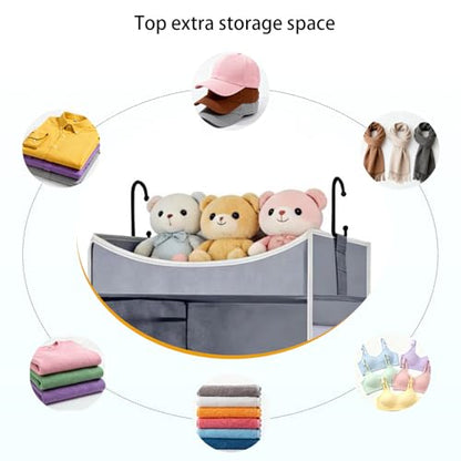 5-Shelf Hanging Closet Organizer and Storage with 6 Side Pockets, Collapsible Closet Hanging Shelves for Storage, Grey - size: 5-shelf
