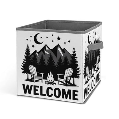 Welcome To Camping Foldable Storage Box with Handle Organizer Containers for Home Office Clothes Office Supplies - color: style-8