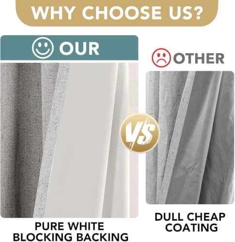 H.VERSAILTEX Linen Look 100% Blackout Curtains for Bedroom Full Light Blocking Rod Pocket Linen Textured Thick Window Curtain Drapes with White Backing 2 Panels, 42" W x 45" L, Glacier Gray - color: Glacier Gray, size: 42"W x 45"L (Pack of 2)