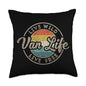 Retro Van Life Gift Vintage Van Dwellers Nomads Van Life Throw Pillow - size: 18x18