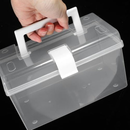 Beavorty Portable First-aid Box Medicine Storage Organizer Medicine Holder Buckle Design for Home Use to Carry Medication Container White
