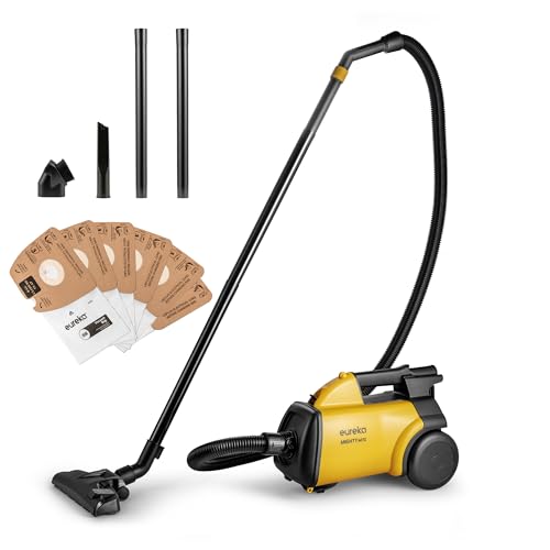 Eureka 3670M Canister Cleaner, Lightweight Powerful Vacuum for Carpets and Hard floors, w/ 5bags,Yellow - color: Yellow, size: 3670M with 5 bags