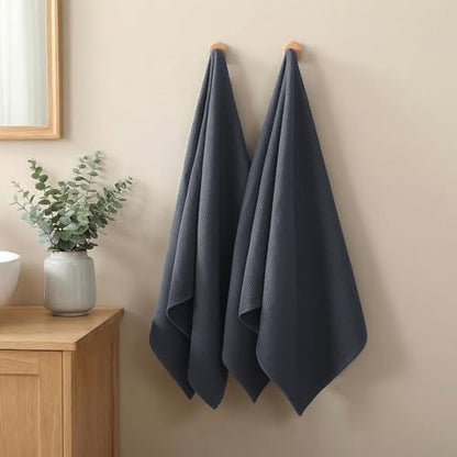 REDKISS 100% Cotton Waffle Weave Bath Towels 4 Piece - 27.5x55 Inches| Lightweight, Quick Dry & Highly Absorbent,Perfect for Spa, Gym, Travel, Guest Bathroom-Dark Gray - color: Dark Gray