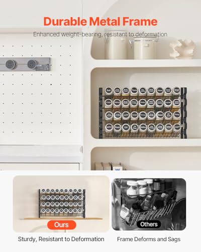 VEVOR Spice Rack Organizer for Cabinet, Spice Organizer with 36 Empty Spice Jars, Lids, Spice Labels, and Funnel Complete Set, Seasoning Organizer for Countertop, Kitchen, Pantry, Cupboard, 18x11 in - size: 18x11 in