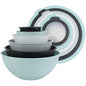 COOK WITH COLOR Mixing Bowls with TPR Lids - 12 Piece Plastic Nesting Bowls Set includes 6 Prep Bowls and 6 Lids, Microwave Safe Mixing Bowl Set (Mint) - color: Mint TPR Lids