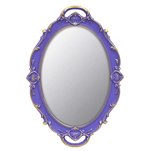 YCHMIR Vintage Small Mirror 14.5 x 10 Inch Oval Purple Wall Mirror - color: Purple