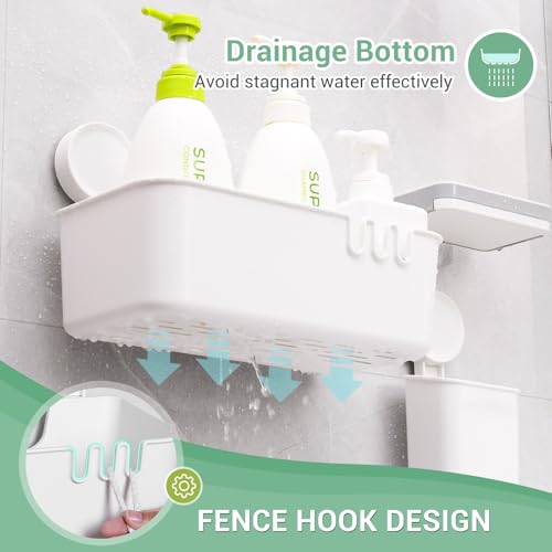 LUXEAR Suction Shower Caddy - 3 Pack NO-Drilling Organizer - 1S Installation Removable Powerful Waterproof Baskets for Bathroom & Kitchen - size: 3 pack