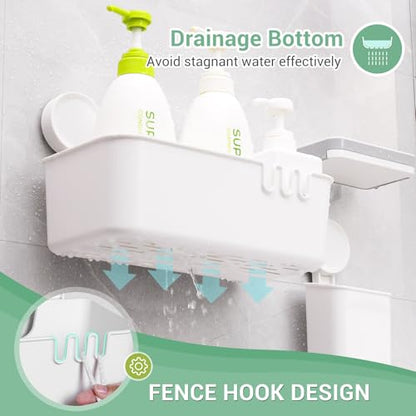 LUXEAR Suction Shower Caddy - 3 Pack NO-Drilling Organizer - 1S Installation Removable Powerful Waterproof Baskets for Bathroom & Kitchen - size: 3 pack