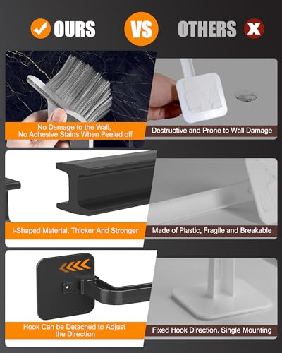 Multi-Purpose Hat Organizer (22-Pack), Strong Adhesive Hat Hooks for Wall, Two Mounting Options, Black - color: Black, style: 22-pack