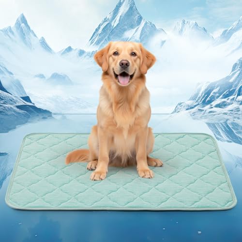 LOOBANI Dog Cooling Mat for Extra Large Dogs - 50" x 38" Dog Cooling Pad for Summer with Anti-Slip Bottom, Washable & Leakproof Cool Mat for Dogs, Cats, Indoor & Outdoor Use, Bed, Couch, and Crate - color: Green, size: X-Large (50''x38'')