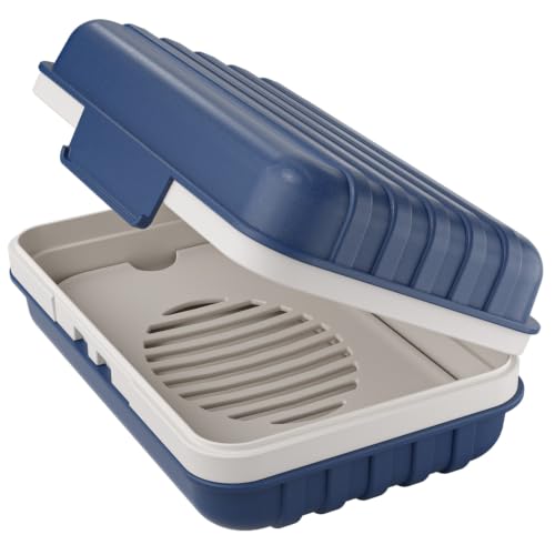 Quatish Leakproof Bar Soap Holder Dish with Lid for Shower, Portable Travel Soap Case Box for Gym, Camping, Hiking, Outdoor Use, Travel Size Toiletries Essentials, Keeps Soap Dry, Navy - color: Navy