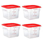 4 Pack Clear Food Storage Containers with Lids and Handles Polycarbonate Square Commercial Food Containers, NSF (6Qt) - color: 6Qt