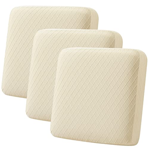 hyha Outdoor Couch Cushion Covers, Sectional Couch Sofa Covers Washable, Jacquard Diamond Lattice, Stretch Sofa Seat Cushion Cover for Indoor/Outdoor Patio Furniture (3 Pieces, Beige) - color: Beige, size: Set (3 Pieces)