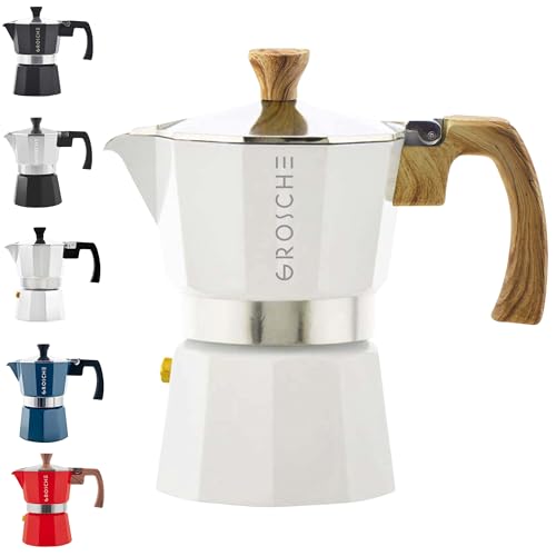 GROSCHE Milano Moka Stovetop Espresso Coffee Maker (3 Cup / 150 ml, White) - color: White, size: 3 espresso cups