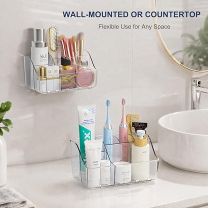 Sotfamily Clear Kids Toothbrush Holders for Bathrooms, 1 Pack(No-Drill) | Space-Saving Wall-Mounted Tooth Brush & Toothpaste Holder for Bathroom Countertop or Wall, Bathroom Organizers and Storage - size: 1 Pack